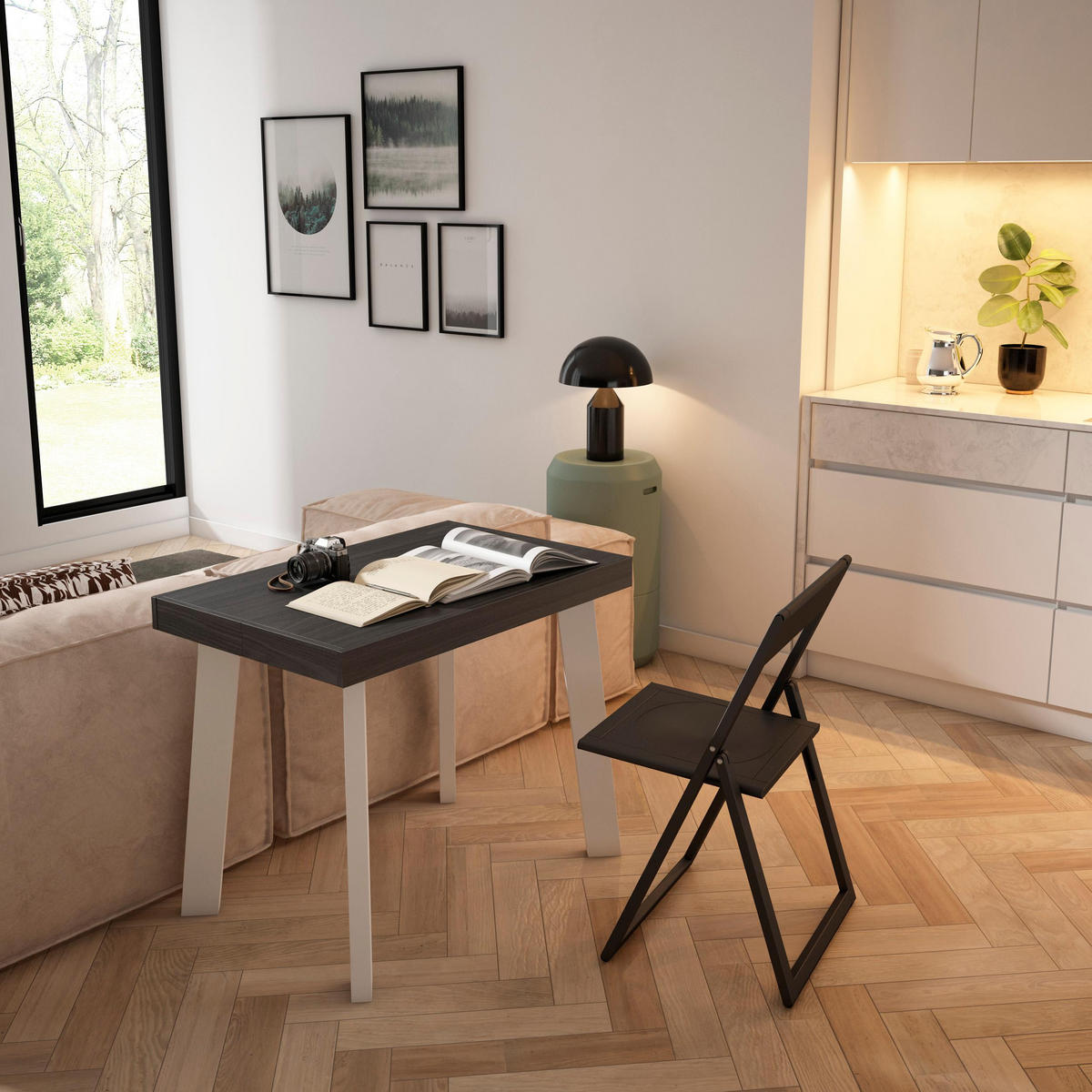 KONSOLENTISCH ausziehbar 58 bis 262cm, für 12 Gäste, schwarz, 90/58/73cm - Schwarz, Holzwerkstoff (90/262/73cm) - Skraut Home