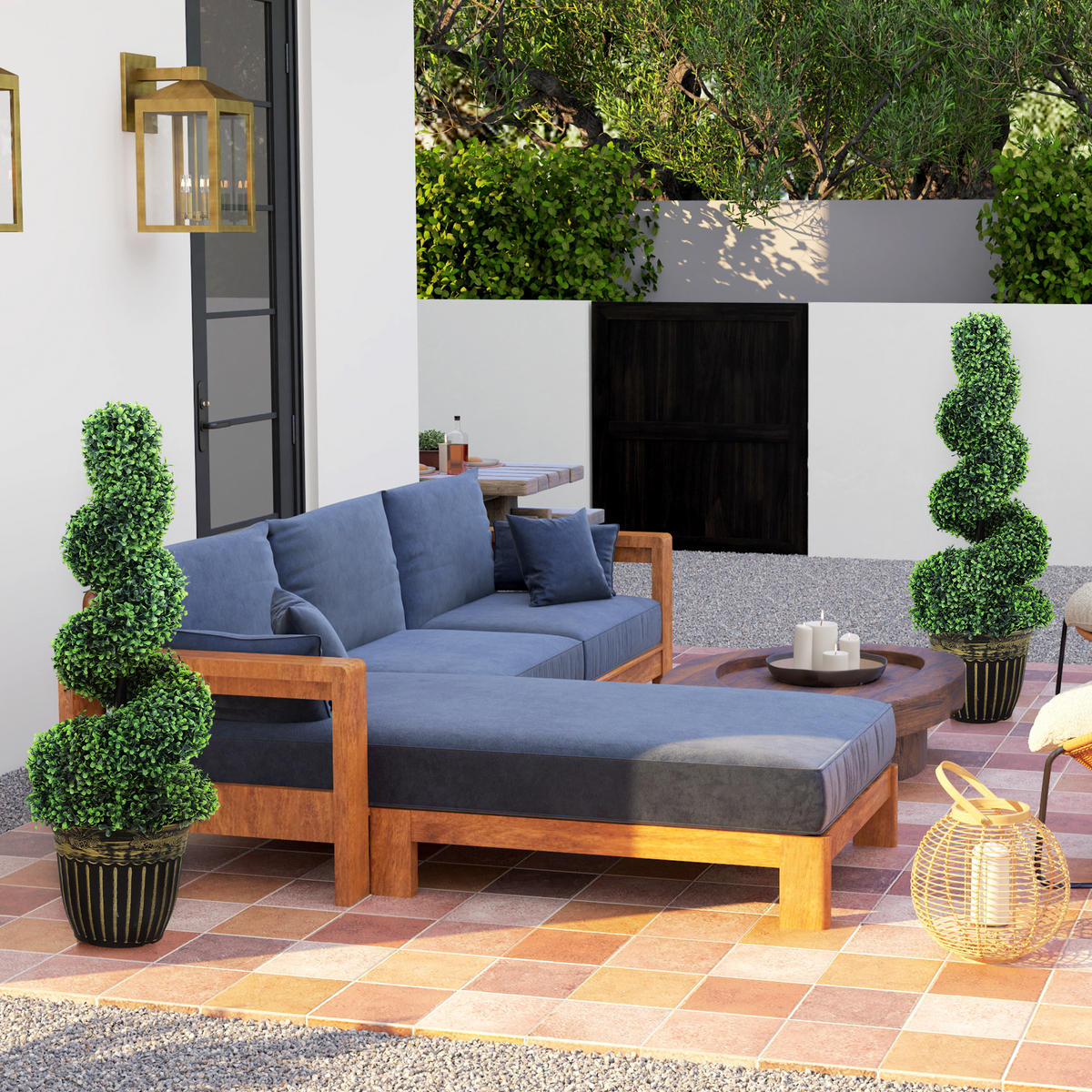 KÜNSTLICHE Pflanzen 2er-Set, UV-beständige 90 cm Kunstpflanze im Blumentopf - Grün, Kunststoff (90cm) - HOMCOM