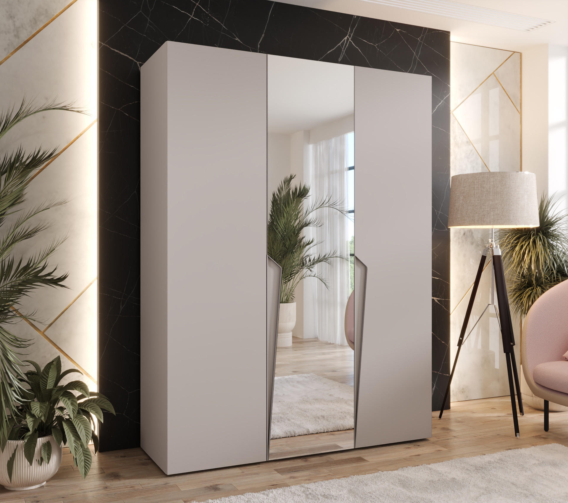 DREHTÜRENSCHRANK 202/150/52 3-türig - Beige, Holz/Metall (150/202/52cm) - Abiks Möbel