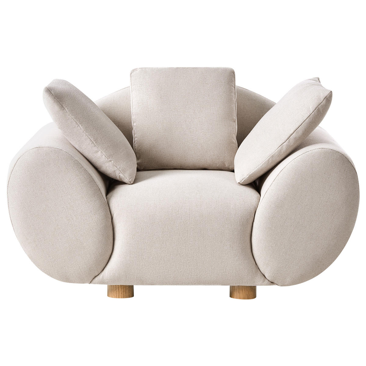 SESSEL Hellbeige Ringel - Beige/Braun, Textil (128/75/87cm) - Beliani