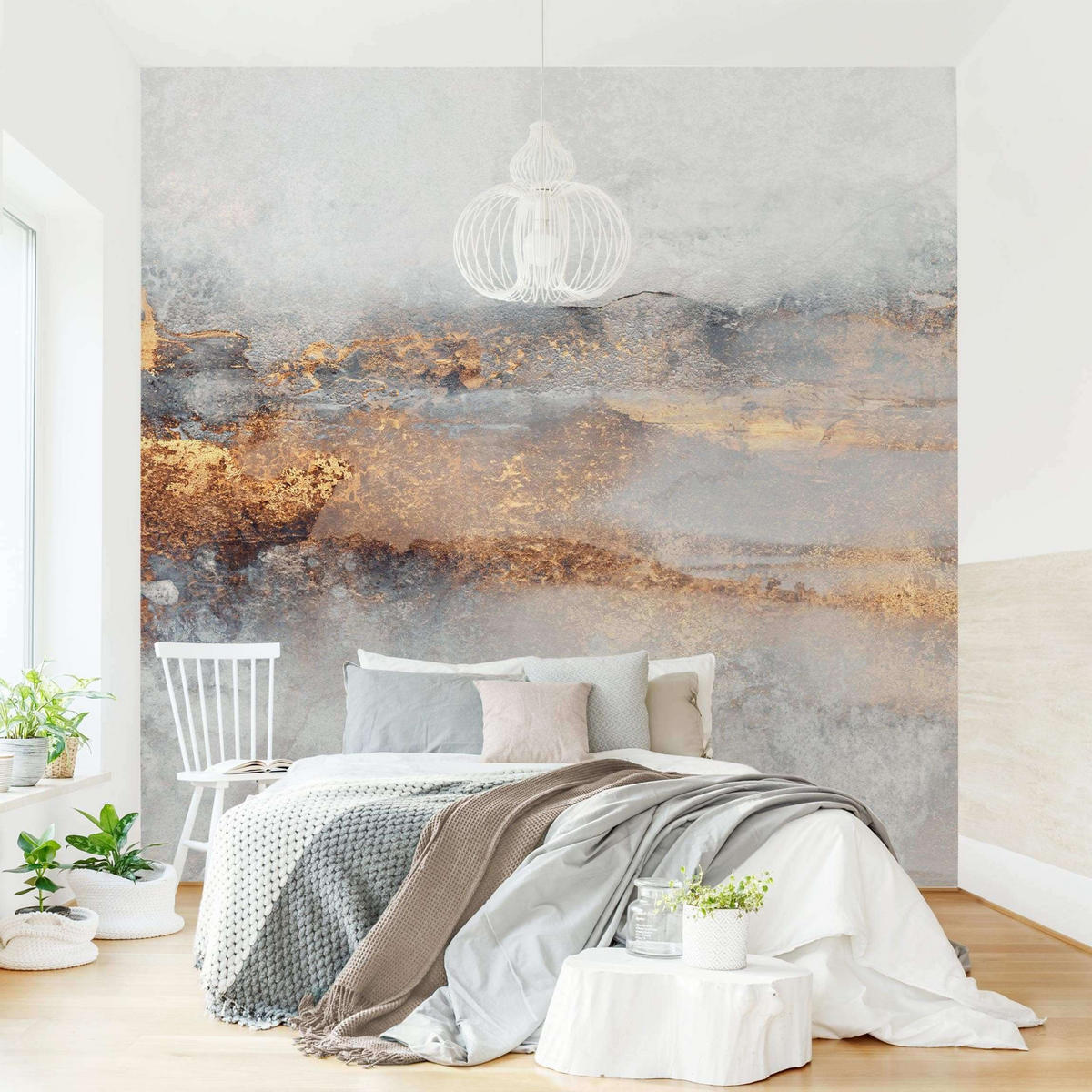 FOTOTAPETE Gold-Grauer Nebel 240/240 cm - Grau, Papier (240/240cm) - Bilderwelten