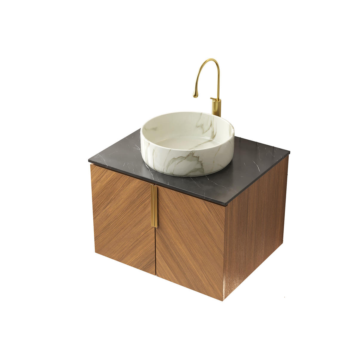 WASCHTISCH Braun-Eiche 61/50/53 cm - Schwarz, Holz (61/53.1/50cm) - PANGIVO