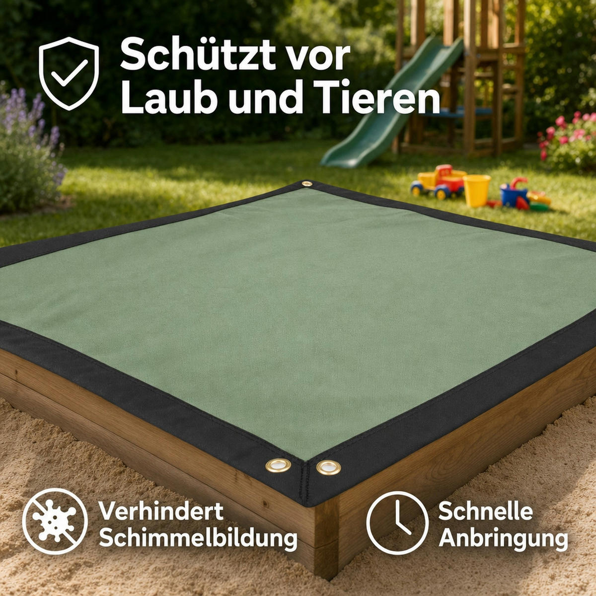 SANDKASTENABDECKUNG - Dunkelgrün, Kunststoff (230/1/230cm) - BONI-SHOP