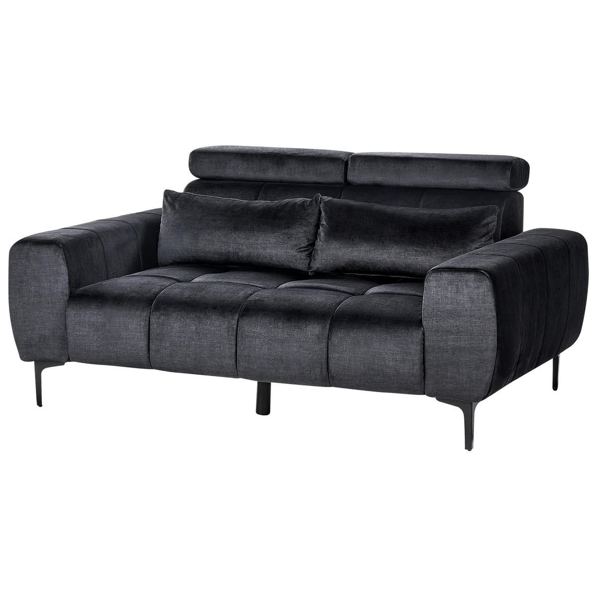 2-SITZER-SOFA Samtstoff schwarz Vegamo - Schwarz, Textil (176/97/110cm) - Beliani