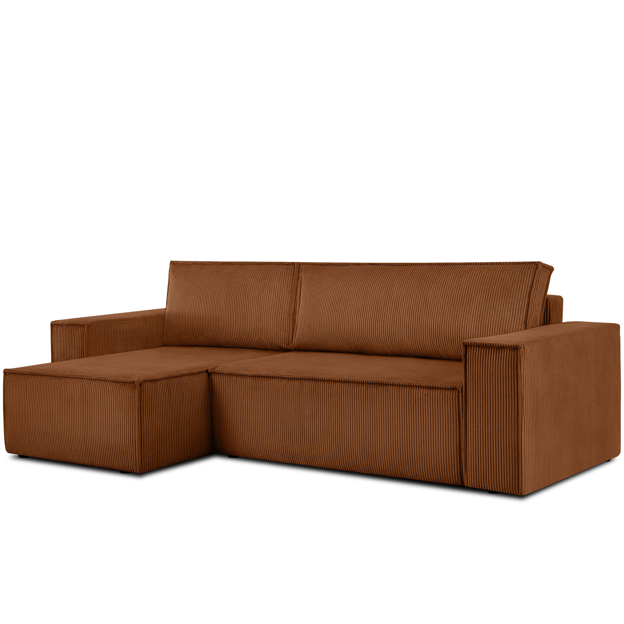 ECKSOFA-LINKS/RECHTS NAPI Schlaffunktion mit Cordbezug, rot - Schwarz/Orange, Textil (262/148cm) - KONSIMO®