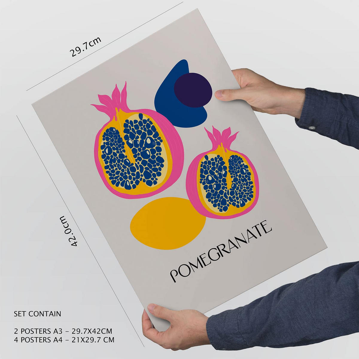 POSTER Set Mit 6 Lebensmittel Und Ernährungs Früchte Und Gemüse Natur Und Botanikdrucke Für Innenarchitektur A3 & A4 Weißer Rahmen - Weiß, Papier (29/3cm) - Nacnic