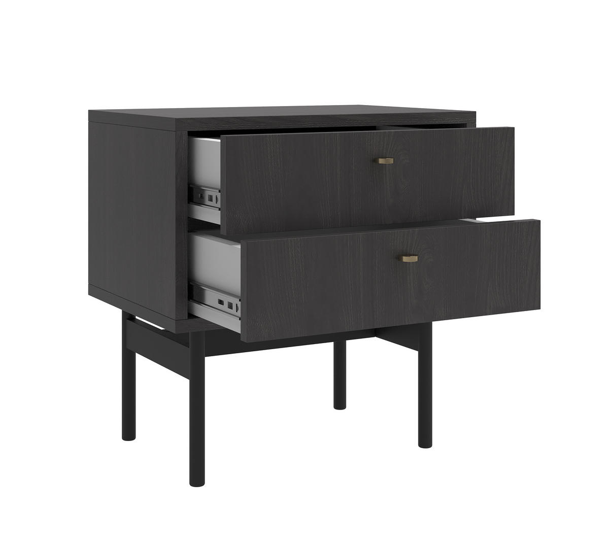 NACHTTISCH Olar Holzoptik Esche Portland Schwarz 55 cm - Goldfarben/Schwarz, Holzwerkstoff/Metall (55/57/38cm) - Selsey