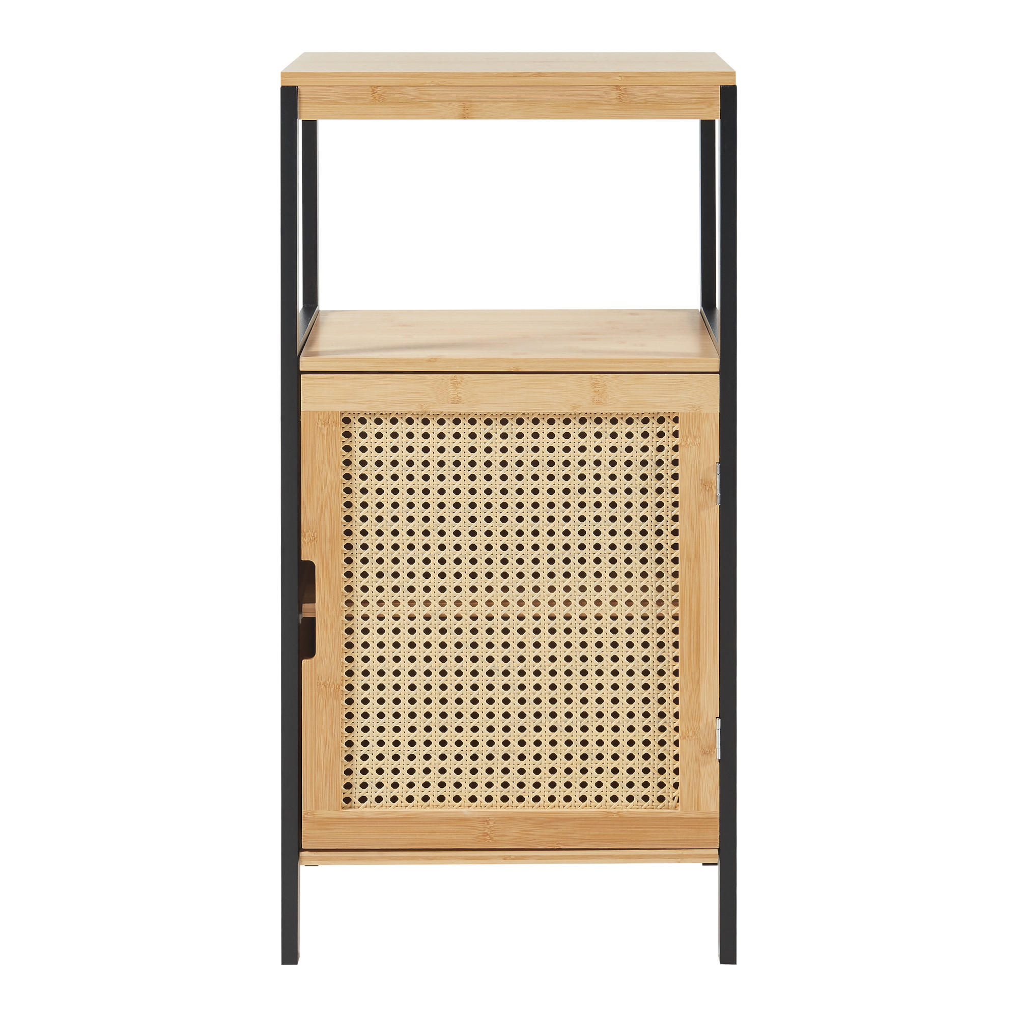 BADEZIMMERSCHRANK Tervola - Schwarz/Naturfarben, Naturmaterialien/Holzwerkstoff (40/80/35cm) - [en.casa]