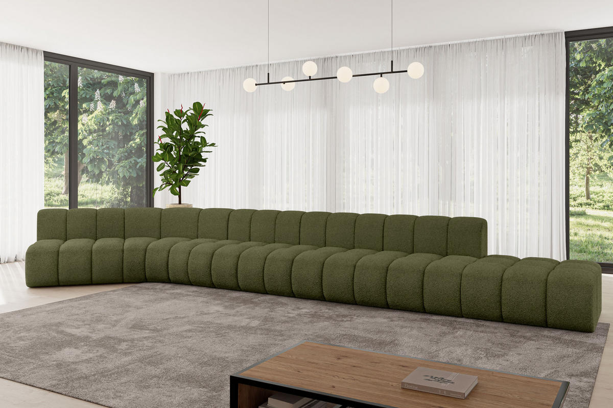 ECKSOFA modulares Sofa Brilo-L3 - 562x174x70 cm Grün - Grün, Holzwerkstoff/Textil (562/174cm) - ALTDECOR