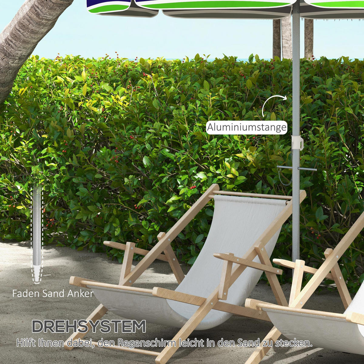 STRANDSCHIRM Polyester Mehrfarbig - Multicolor, Metall (178/178cm) - Outsunny