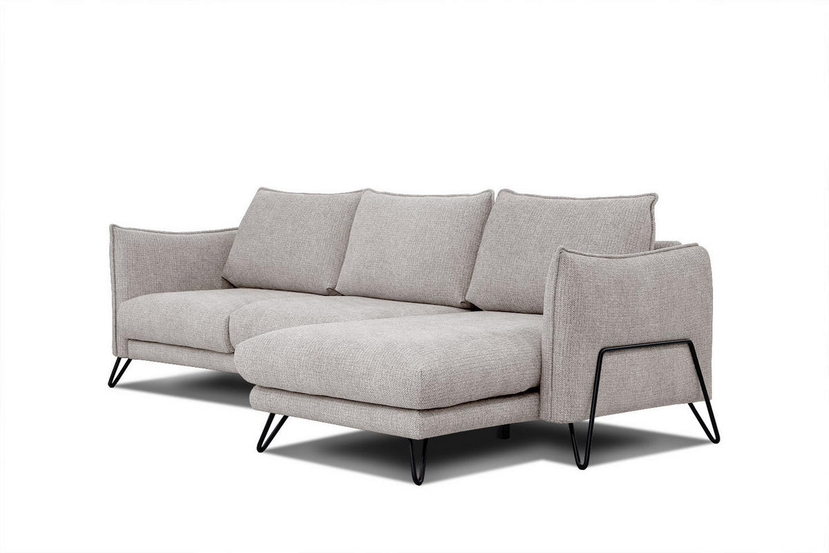 ECKSOFA HOSTEN 4-Sitzer, beige - Beige/Schwarz, Holzwerkstoff/Textil (269/158cm) - Courtois Laville
