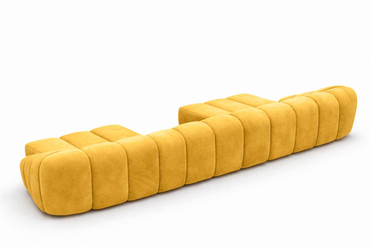 ECKSOFA Modulare U-Form, Veloursstoff Bluvel, Golden, CROISSANT U - Goldfarben, Holz (413/72/190cm) - Kaiser Möbel