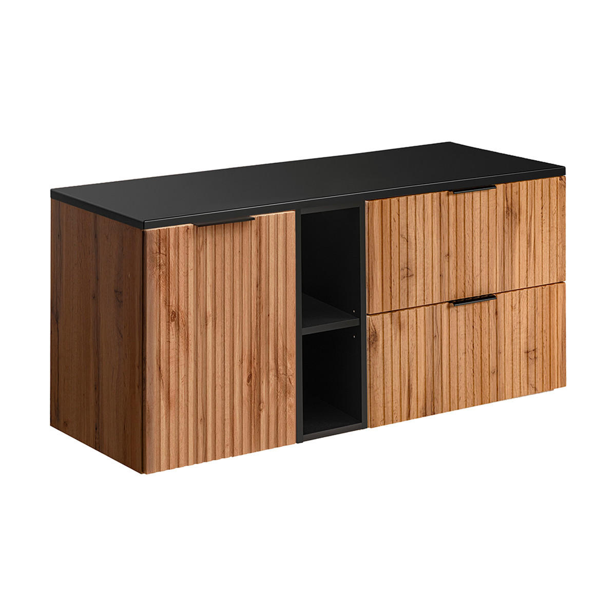 WASCHTISCHUNTERSCHRANK 120.8cm Adriel Holz und Schwarz - Schwarz, Holzwerkstoff (120.8/59/46cm) - Petits-meubles