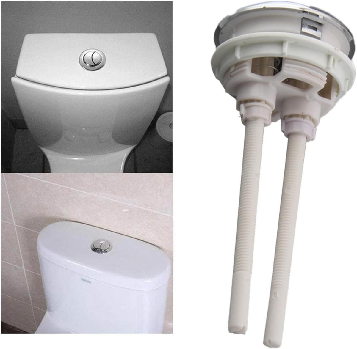 WC-SPÜLTASTE, Doppelhebel, silber, 4.8 cm Durchmesser,2er-Pack - Silberfarben, Kunststoff (5/7/11cm)