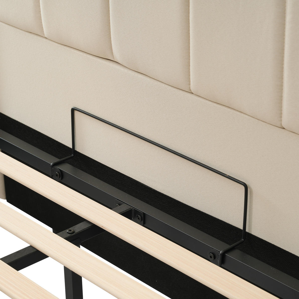POLSTERBETT mit Stauraum, LED und USB 180x200 cm Leinen Beige inkl. Matratze - Beige, Metall (180/200cm) - Meubliv
