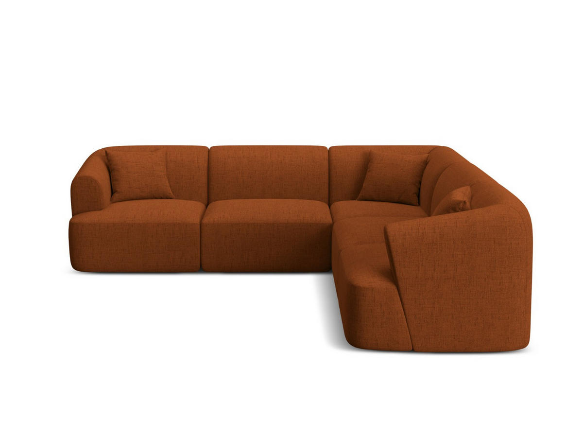 SYMMETRISCHES-MODULARES-ECKSOFA Campi aus strukturiertem Stoff ziegelrot 6 Sitzplätze - Orange, Textil (255/255cm) - Cosmopolitan Design