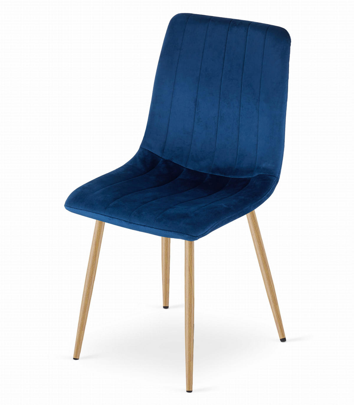 STUHL ORSARA 4-er Set, Blau, Metallbeine in Holzfarbe, mit Samtstoff gepolstert - Blau, Textil/Metall (43/90/51cm) - Komodee