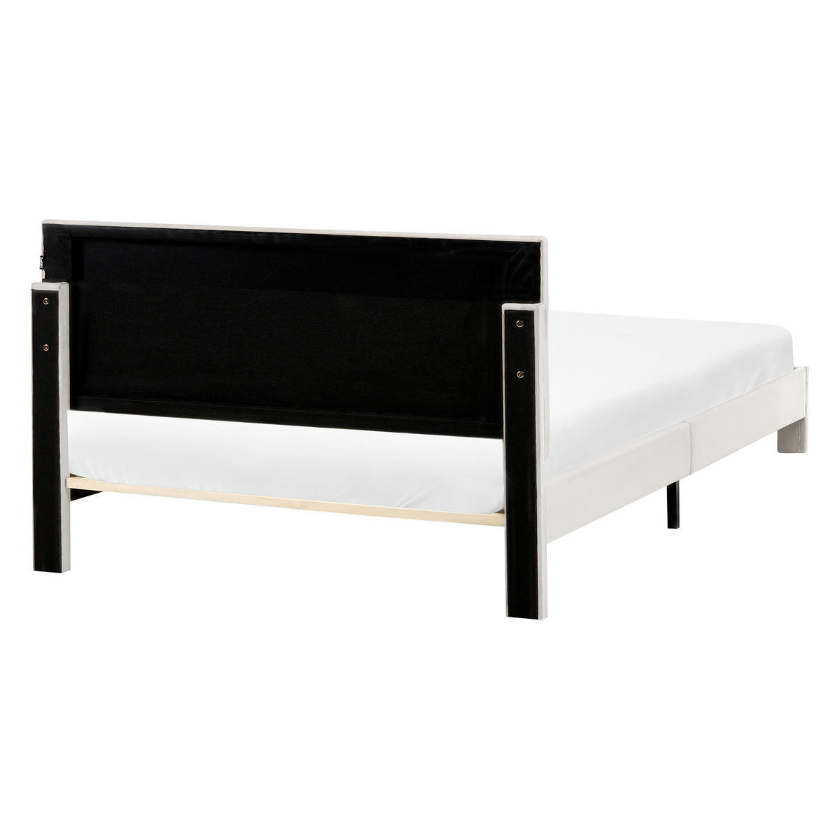 BETT mit Schubladen 140/200 cm Samtstoff Cremeweiß Lonzac - Creme, Textil (140/200cm) - Beliani