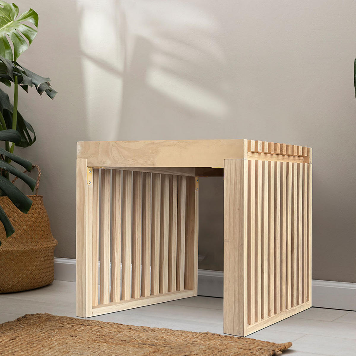 SITZBANK LORA - Natur, 50 cm - Naturfarben, Holz (50/42/40cm) - Home Deluxe