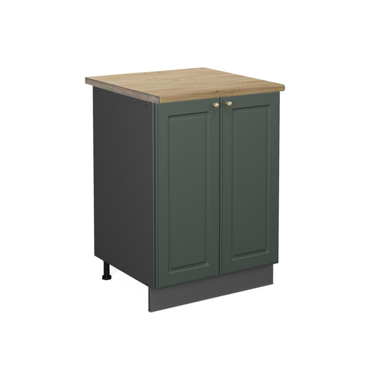 KÜCHENUNTERSCHRANK Fame-Line Grün-Gold Landhaus 60 cm, AP Eiche - Anthrazit/Grün, Holzwerkstoff (60/82/60cm) - Vicco