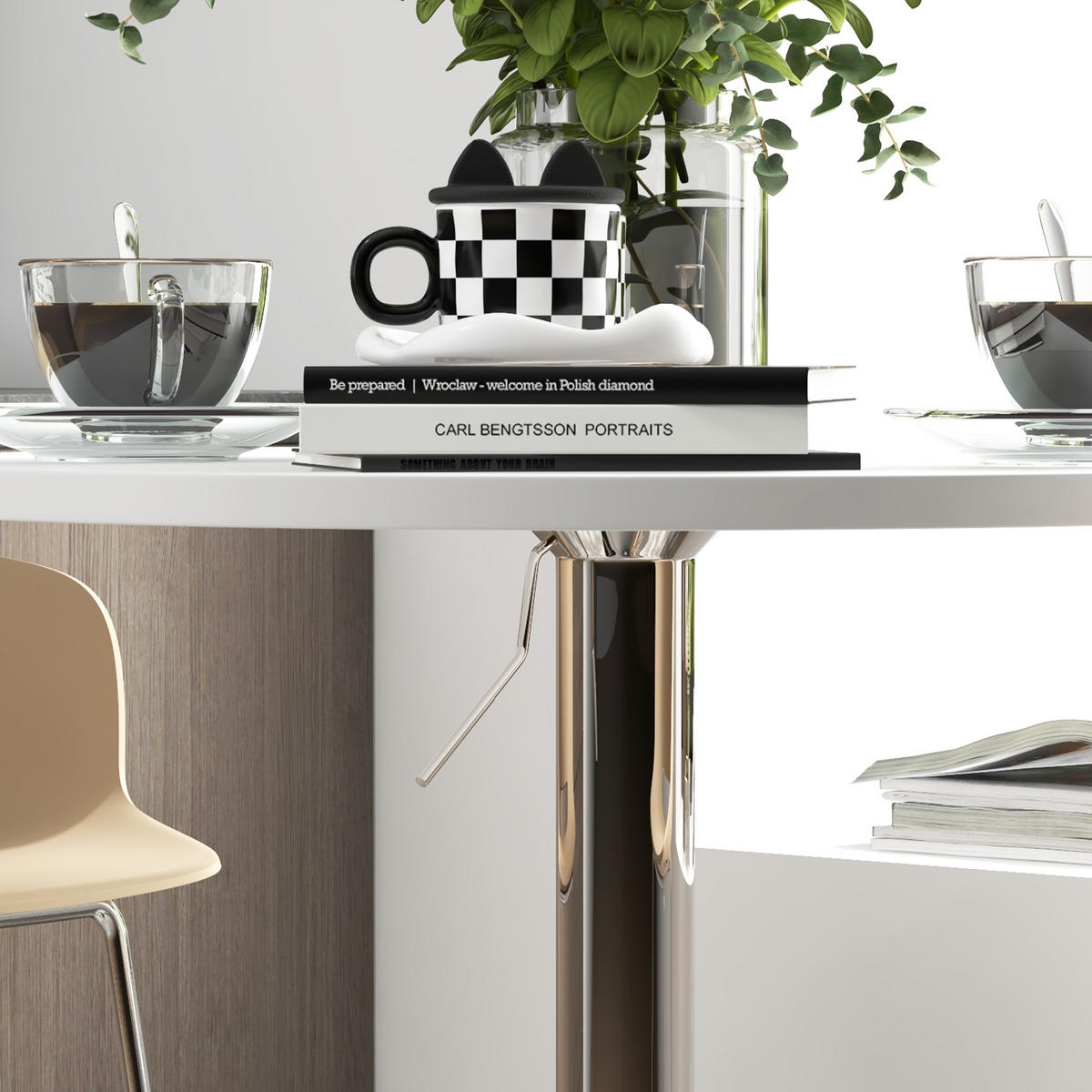 BARTISCH DE-14779 höhenverstellbar & 360° drehbar Weiß/Silber - Weiß, Metall (60/60/91cm) - ComfortXL