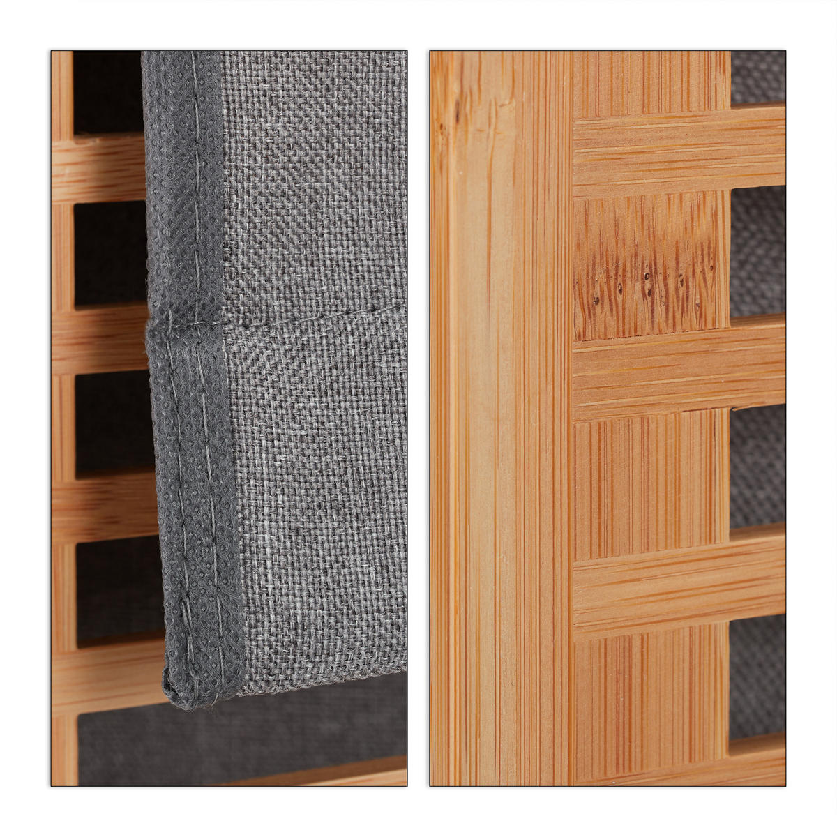 WÄSCHEKORB - Multicolor, Holz/Textil (40/60/35cm) - Relaxdays