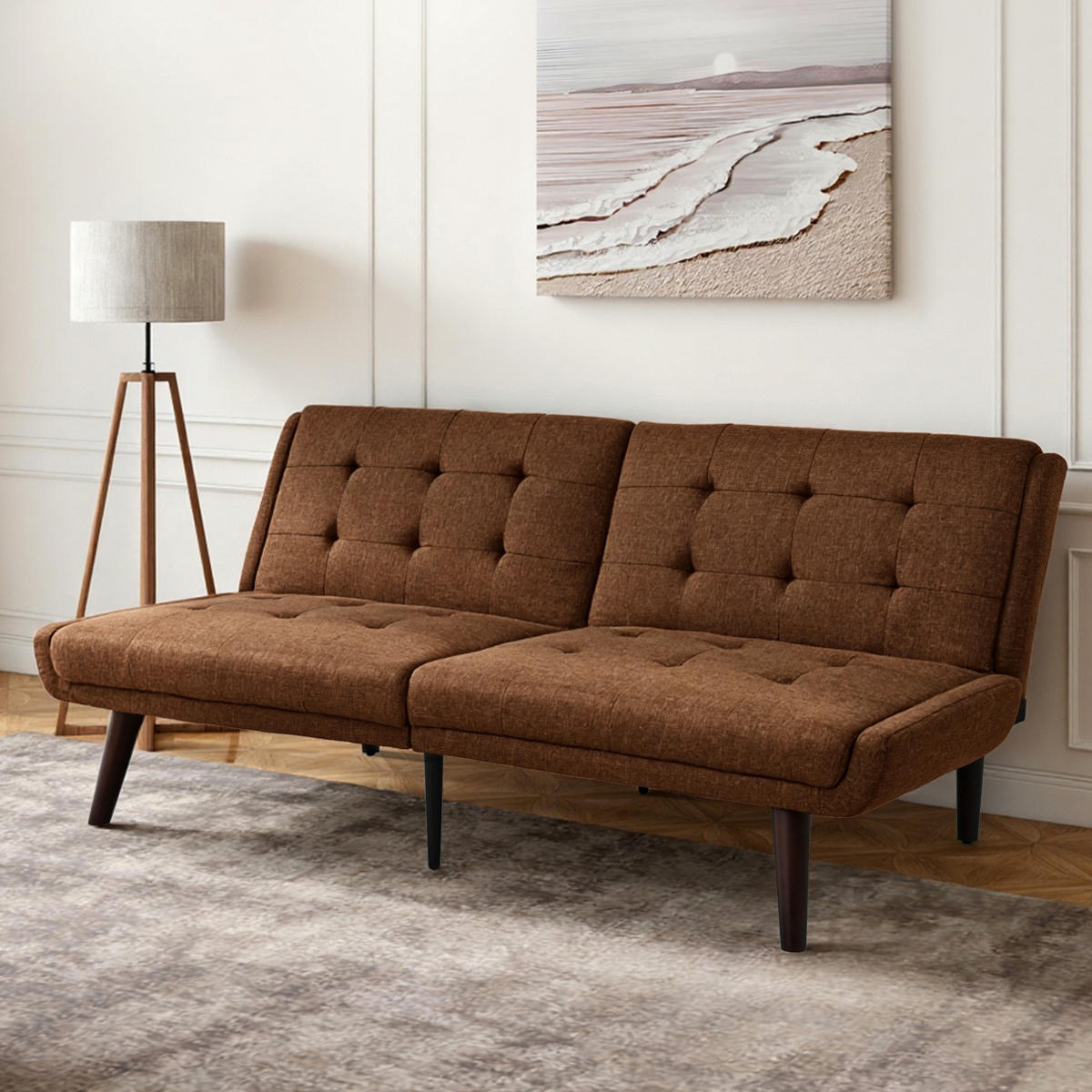 SCHLAFSOFA 157/51/70 cm in Leinenoptik Braun, ohne Armlehnen - Braun, Textil (51/70/157cm) - Oxeza
