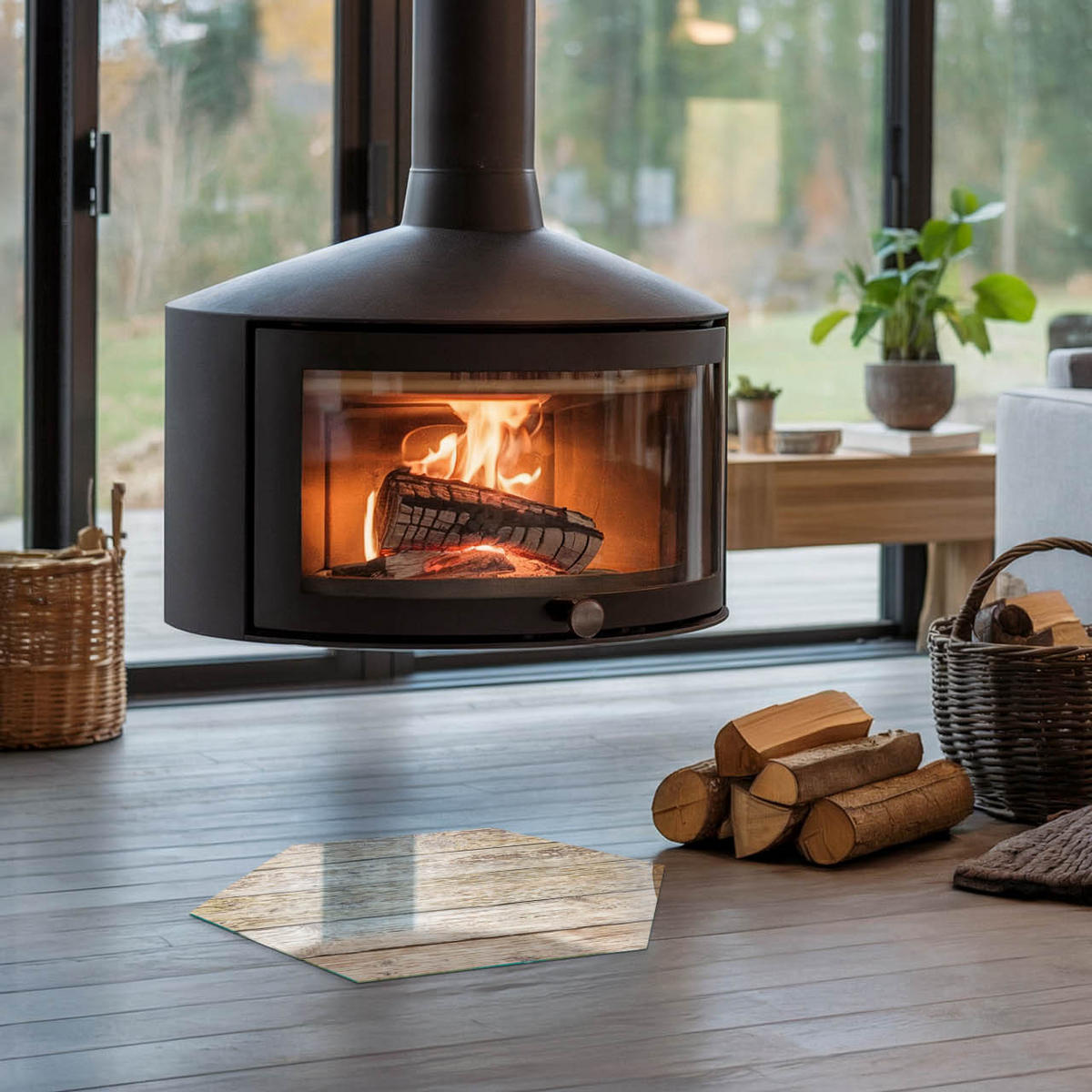 GLASPLATTE für Kamin h40 cm - Beige, Glas (40/40/0.4cm) - TULUP