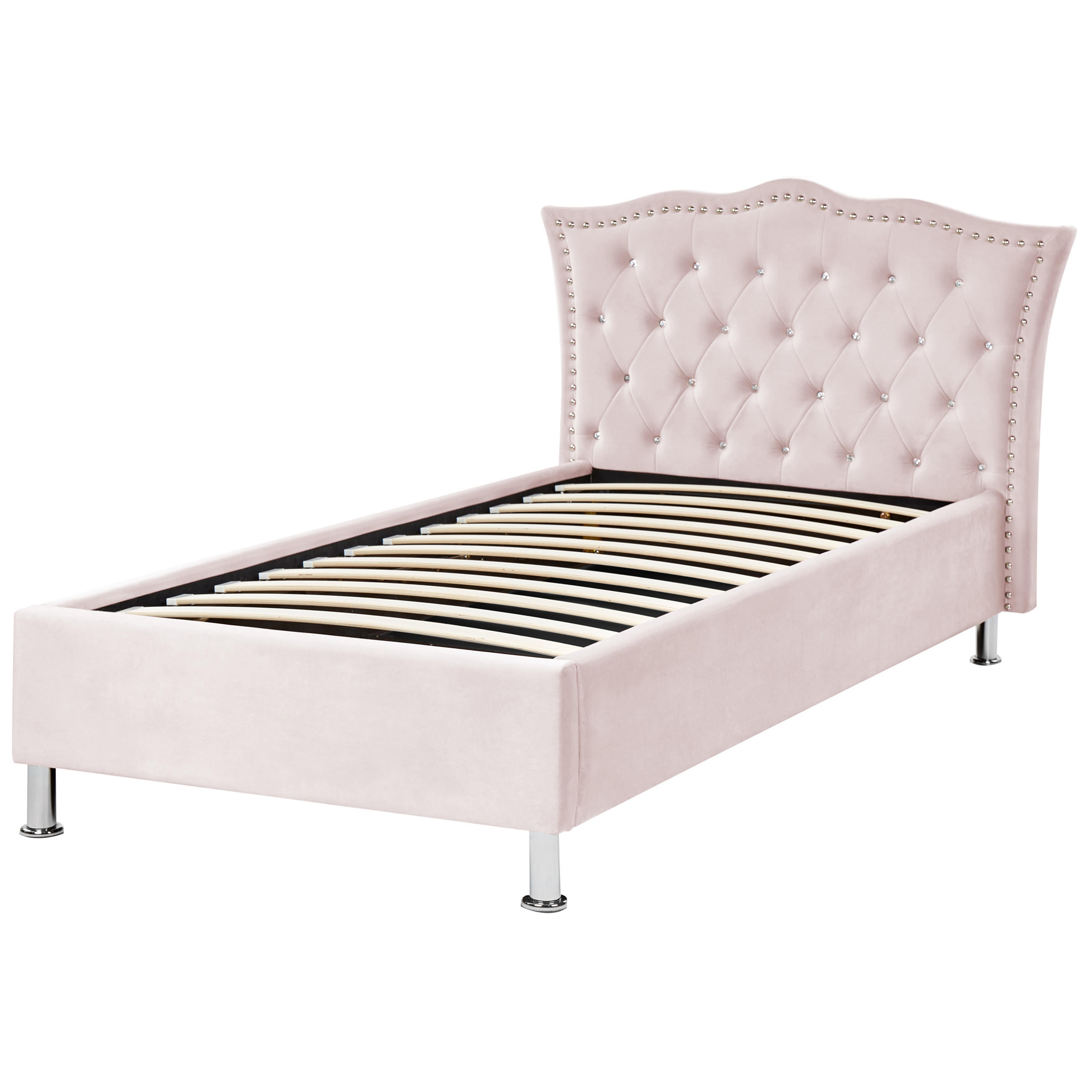 BETT 90/200cm Pastellrosa Metz - Pink, Textil (90/200cm) - Beliani