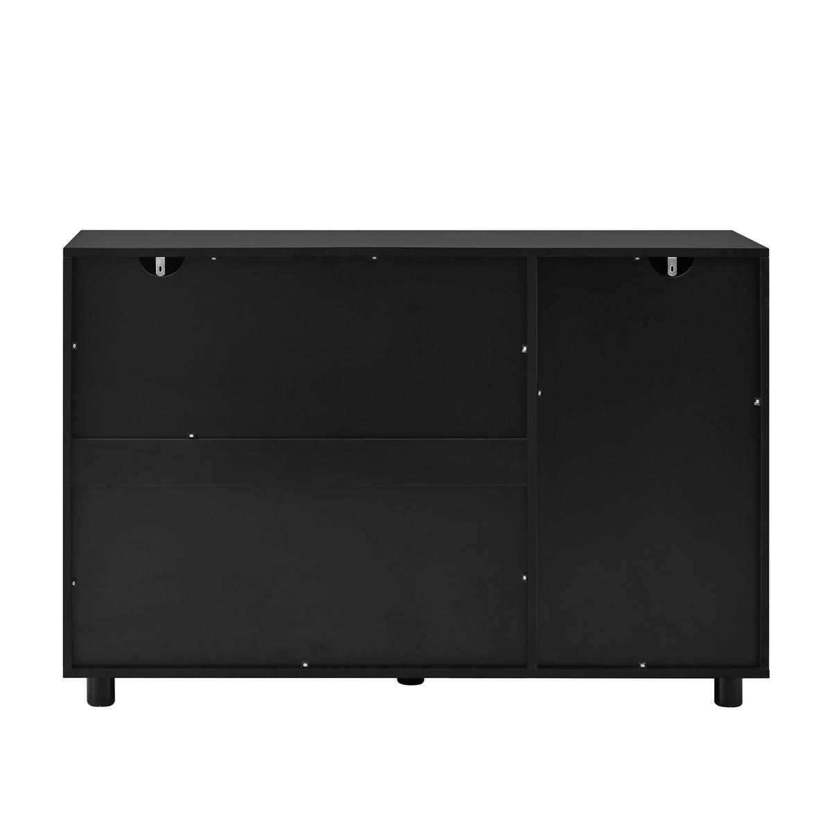 SIDEBOARD in Schwarz mit 3 Türen & Glaseinsatz – griffloses Design - Schwarz, Holzwerkstoff (120/78.5/40cm) - BEAOK