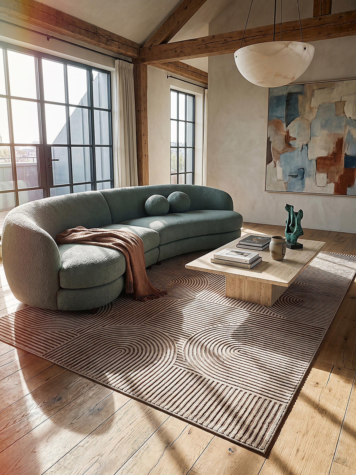 TEPPICH Kurzflor ERESMA Geometrisch Polyester Beige 160 x 230 cm - Beige, Textil (160/230cm) - KADIMA DESIGN