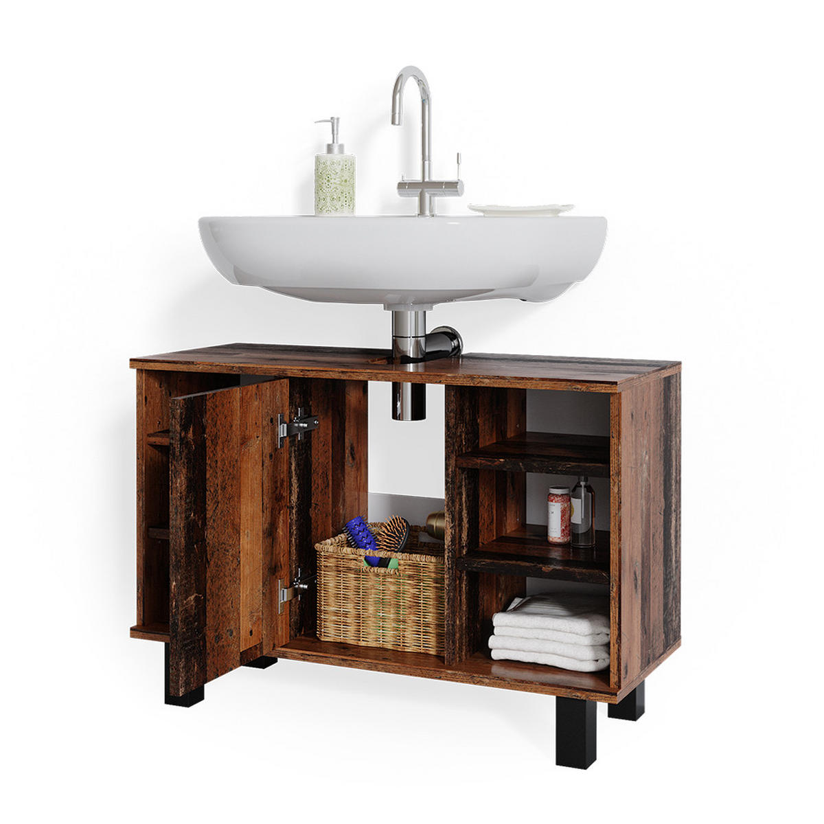 WASCHBECKENUNTERSCHRANK Fynn Antikholz 80 x 54 cm - Eichefarben, Holzwerkstoff (80/54/32cm) - Vicco