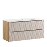 WASCHTISCHKOMBI 120cm 2 Teile - Ocean Beige O BM436 in Beige / Geölter Eiche - Beige, Holz/Keramik (120/57/46cm)