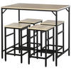 BARTISCH-SET, Spanplatte, Stahl, Eiche - Eichefarben, Kunststoff (60/88/100cm) - HOMCOM