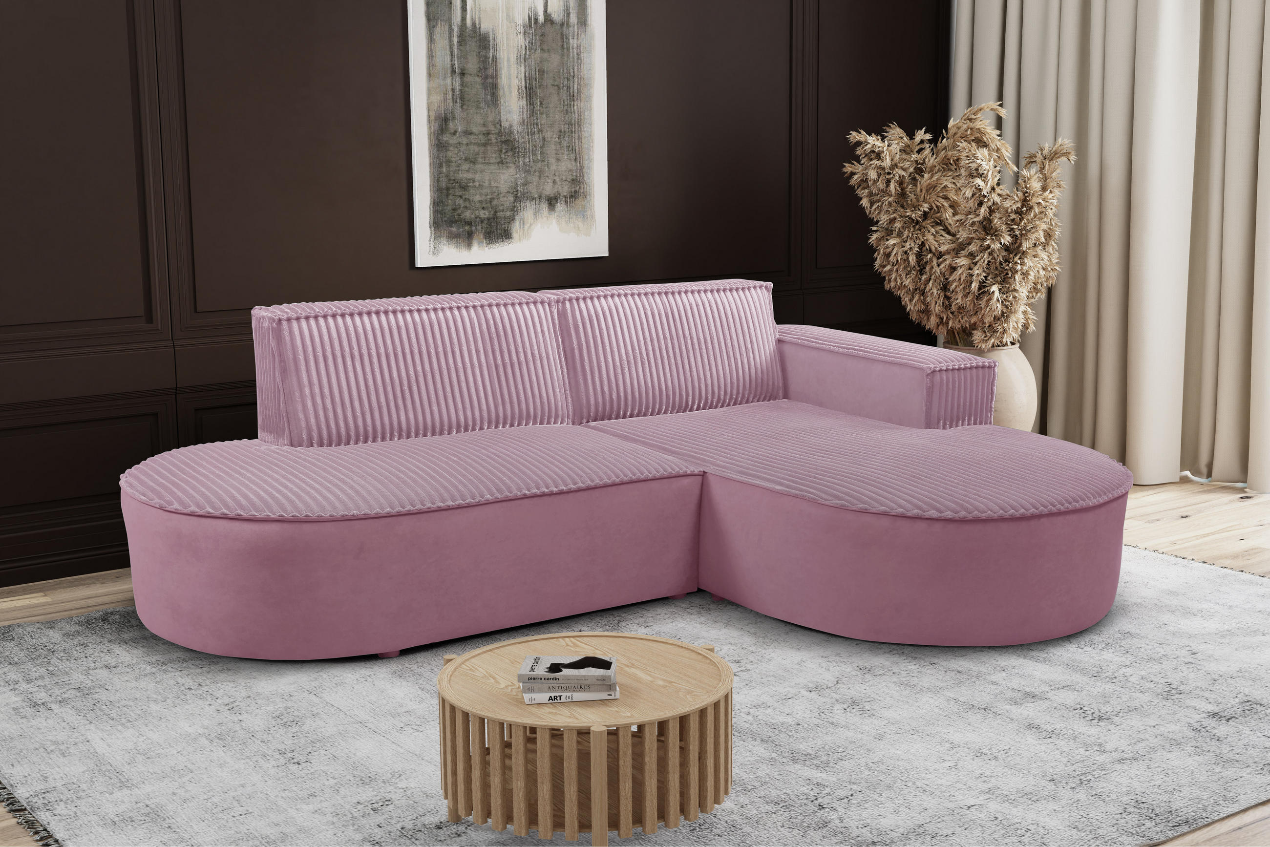 ECKSOFA L-förmiges Modena Soft Rosa Rechts - Rosa, Holz (236/165cm) - Kaiser Möbel