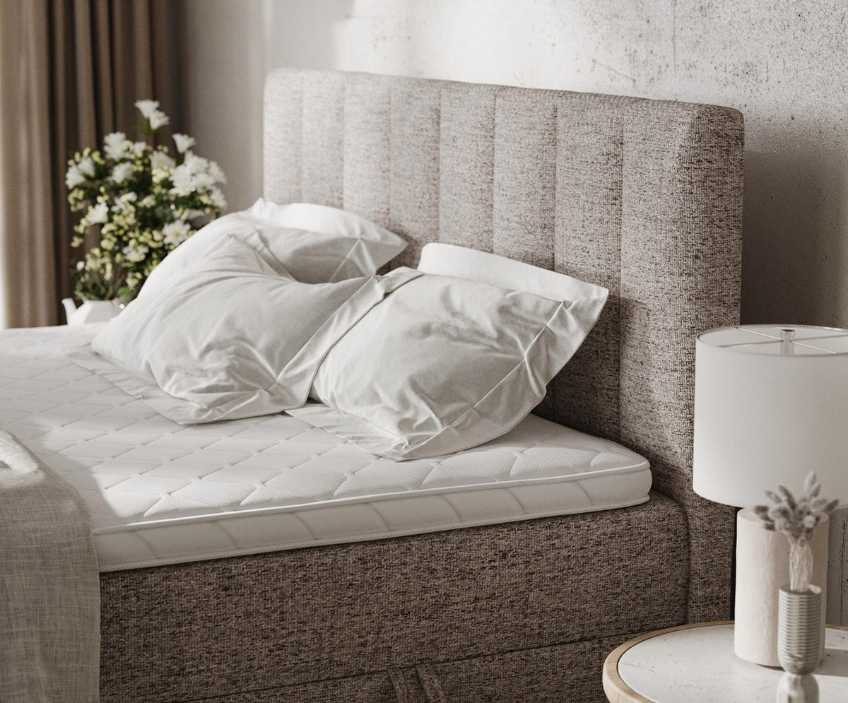 BOXBETT Bari 140/200 cm Beige im Neve Stoff - Beige, Holz/Holzwerkstoff (140/200cm) - AltaBeds