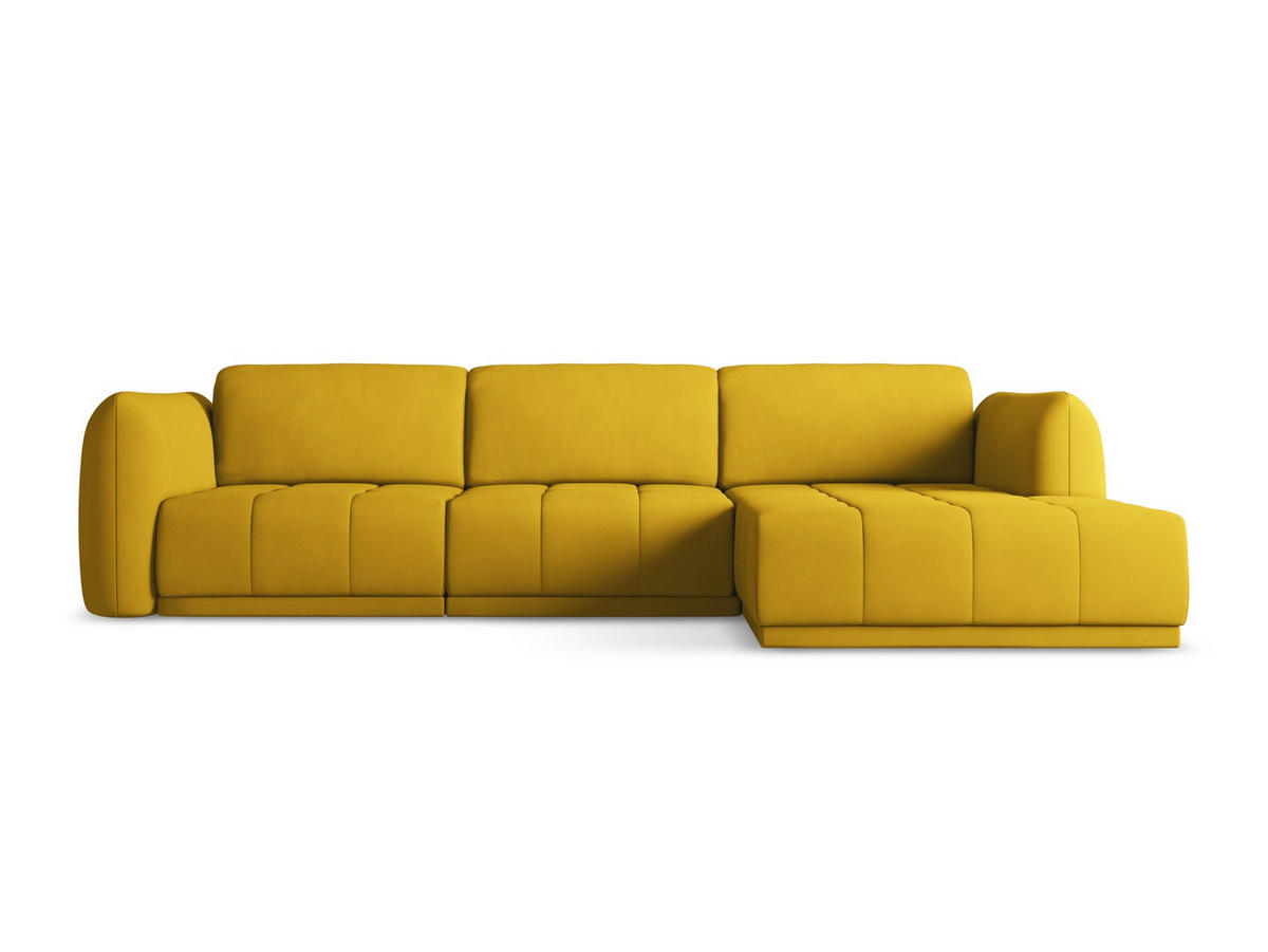 ECKSOFA Rechts Chenille Stoff Gelb - Currygelb/Gelb, Kunststoff/Textil (290/170cm) - Makamii