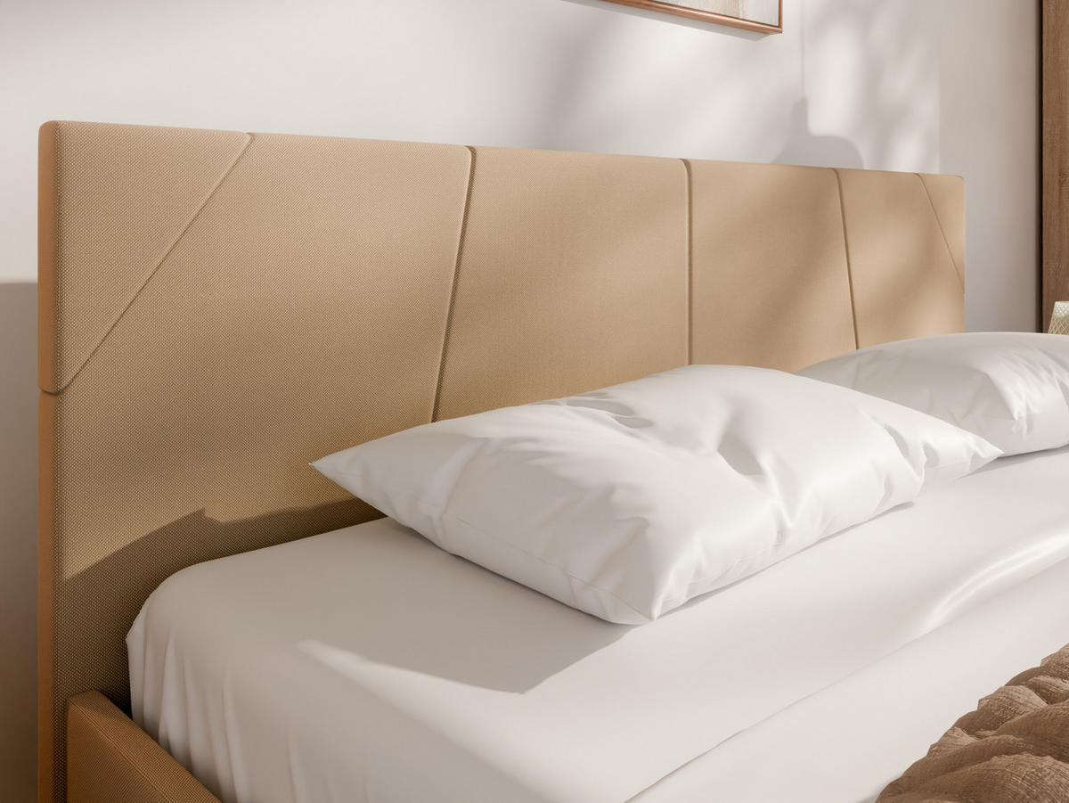 POLSTERBETT ALMORE 160x200cm Elegantes Polsterbett für modernen Wohnstil , ohne matratze, Creme - Creme, Holz - Panda Möbel