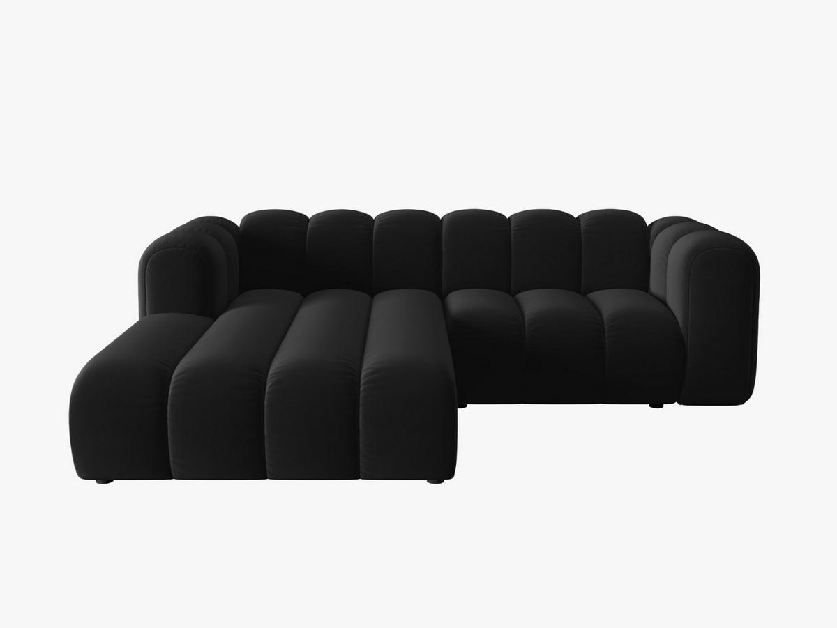 ECKSOFA modular links Lupine aus Samt schwarz 3 Sitzplätze - Schwarz, Textil (177/230cm) - Micadoni
