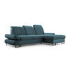 ECKSOFA NANO Blau Velours-Stoff mit Schlaffunktion - Blau, Holz (265/156cm) - MASSENO