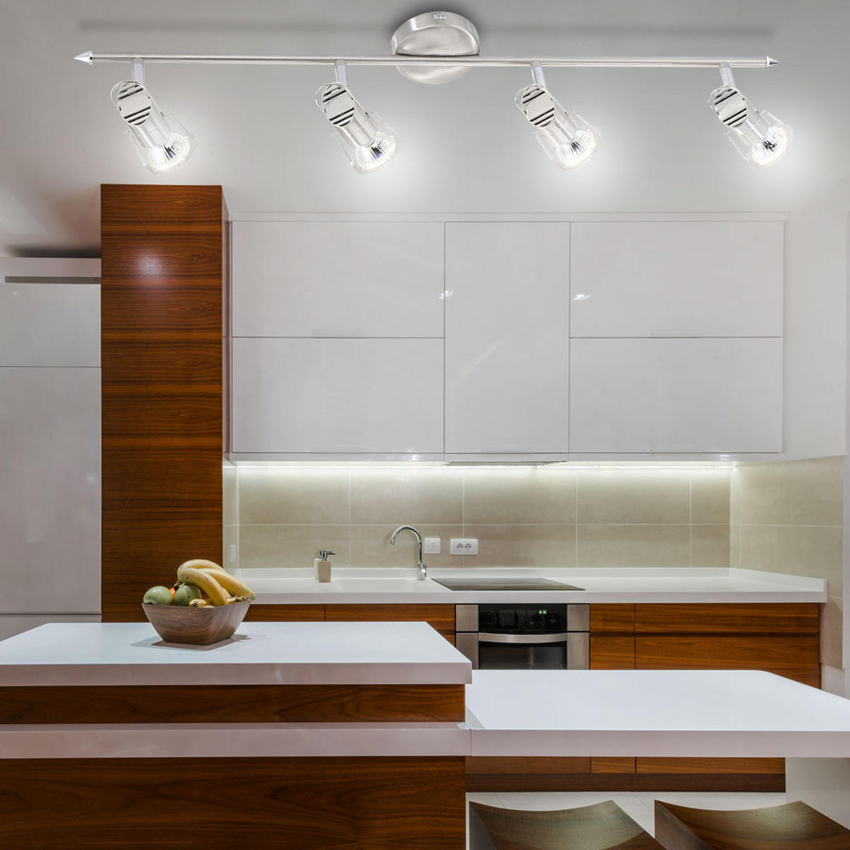 LED DECKENSTRAHLER Stahl Silber - Silberfarben, Metall (80/9.5/14.2cm)