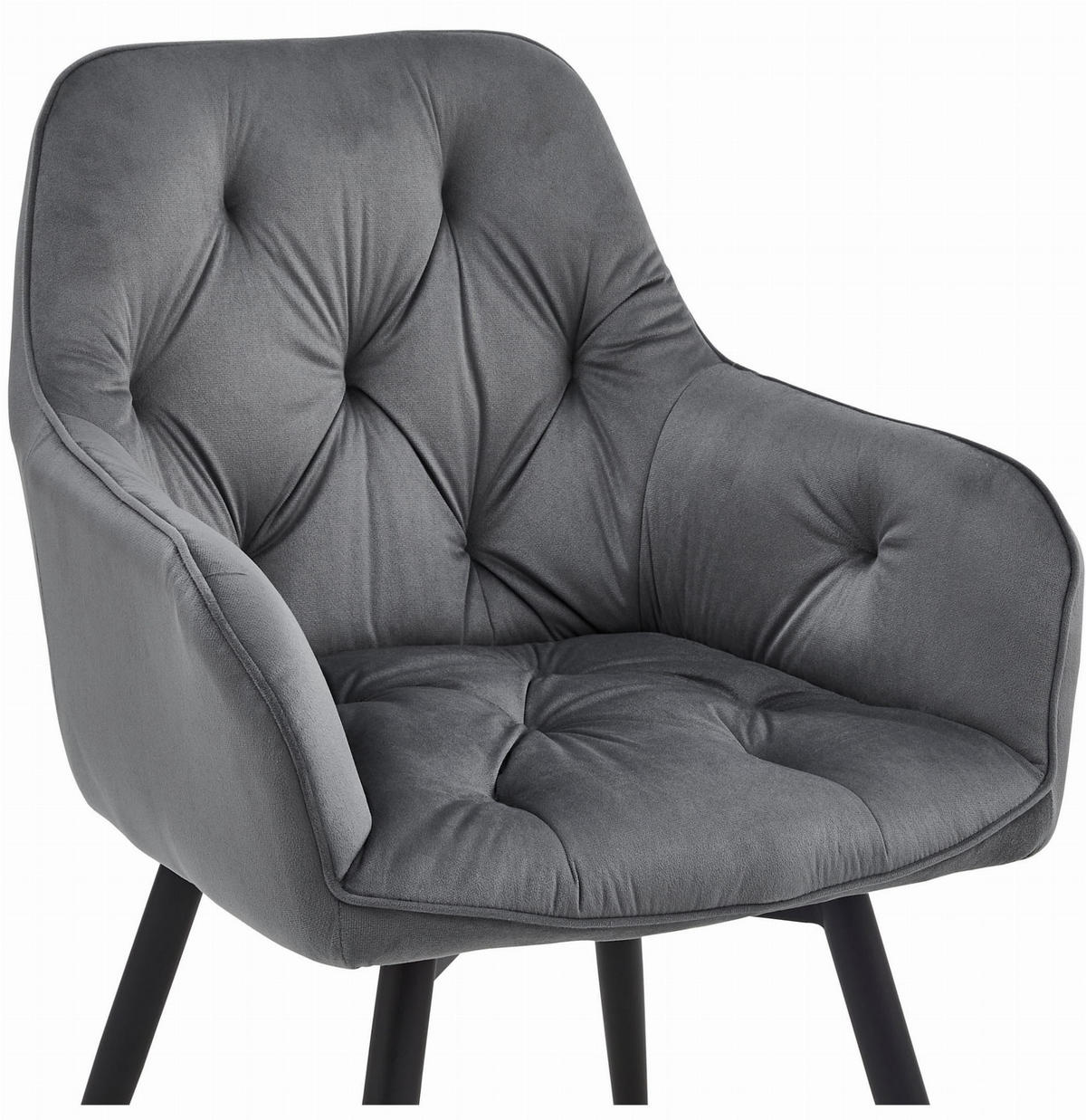 ESSZIMMERSTUHL LUKK360 dunkelgrauer Sitz, schwarze Beine - Dunkelgrau/Schwarz, Textil (56/84/61cm) - Valora