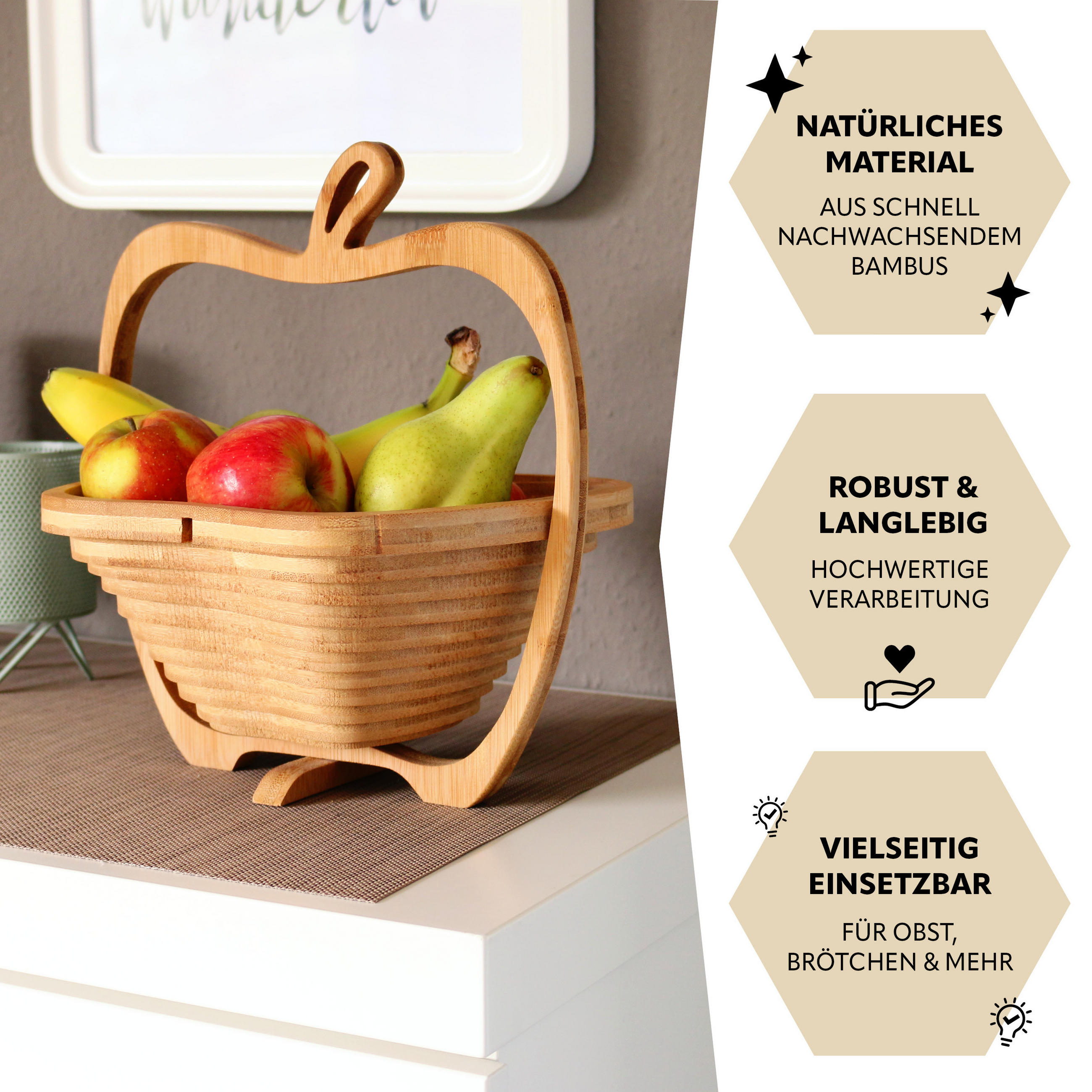 OBSTKORB, Bambus - Braun, Holz (30cm) - bremermann