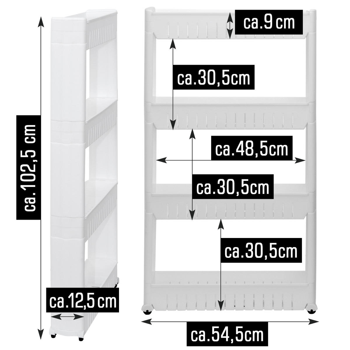 KÜCHENREGAL 54,5x102,5x12,5 cm inkl. 4 Böden - Weiß, Kunststoff (12.5/102.5/55cm) - eyepower
