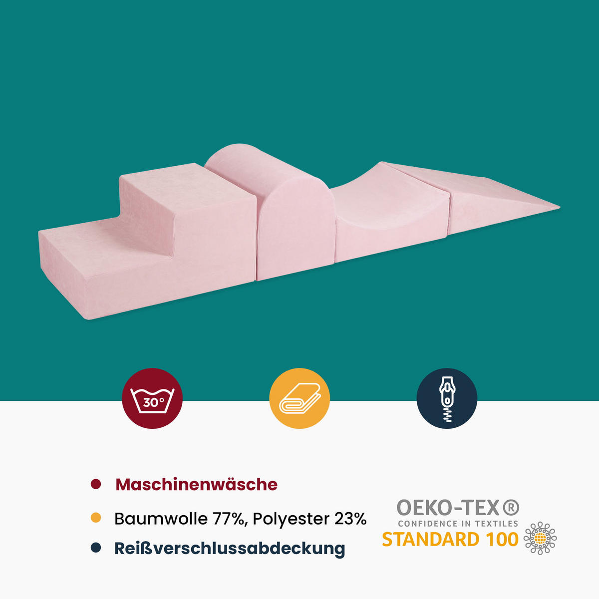 SCHAUMSTOFF-BAUSTEINE für Kinder, Samt, Marsala Rot - Rotbraun, Textil (195/30/195cm) - MeowBaby