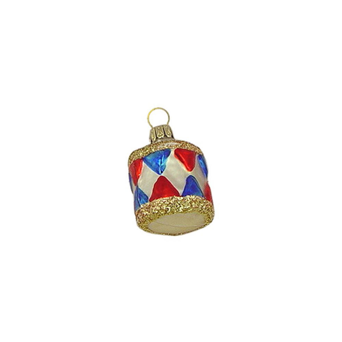 CHRISTBAUMSCHMUCK Kleine Trommel weiß matt 4 cm - Multicolor, Metall (0.1/4/0.1cm)