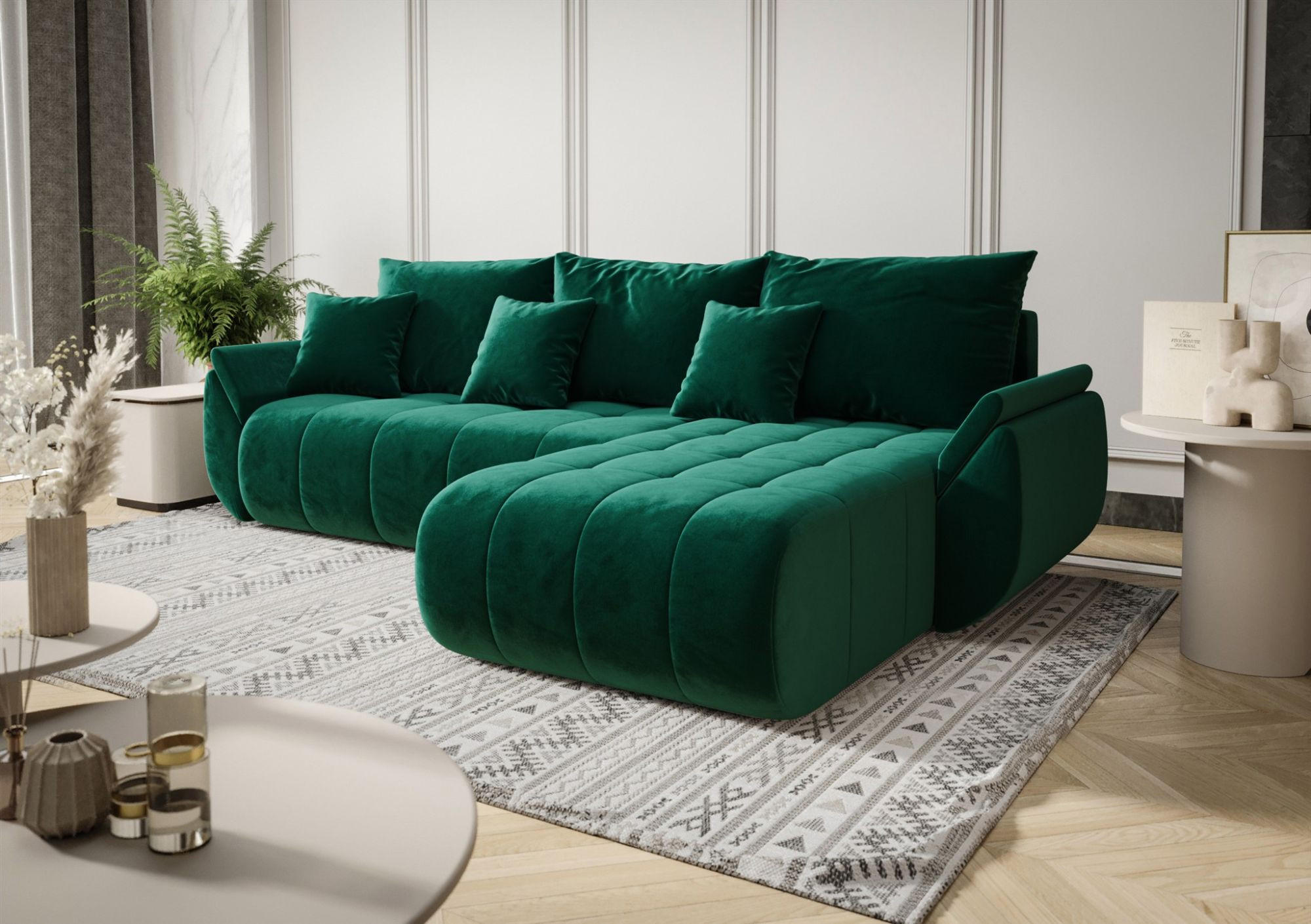 ECKSOFA Akita - Grün, Holzwerkstoff/Textil (280/185cm) - Fun Möbel