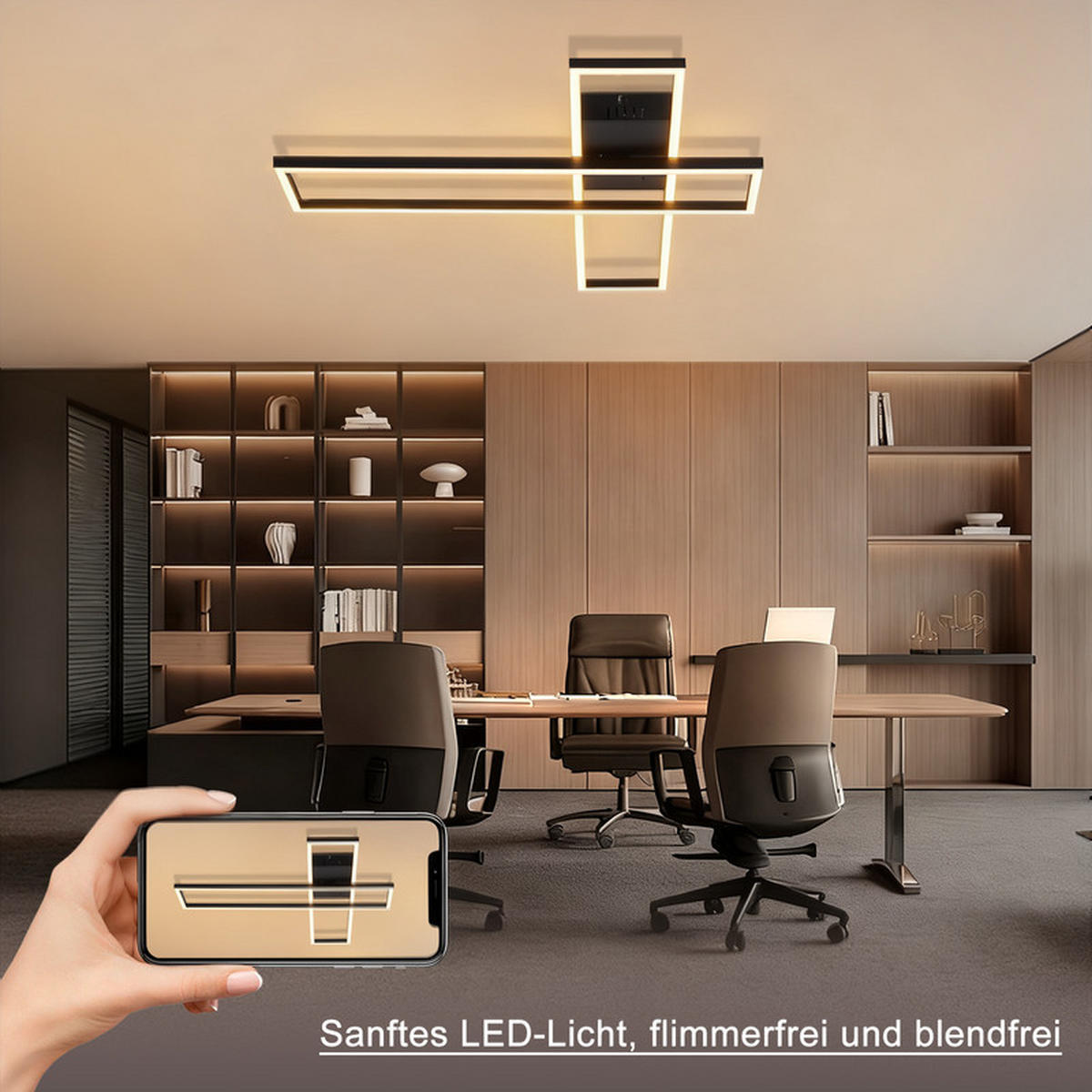LED stropní svítidlo BURGDORF III 80/22/6 cm - černá, plast (80/22/6cm) - Nettlife