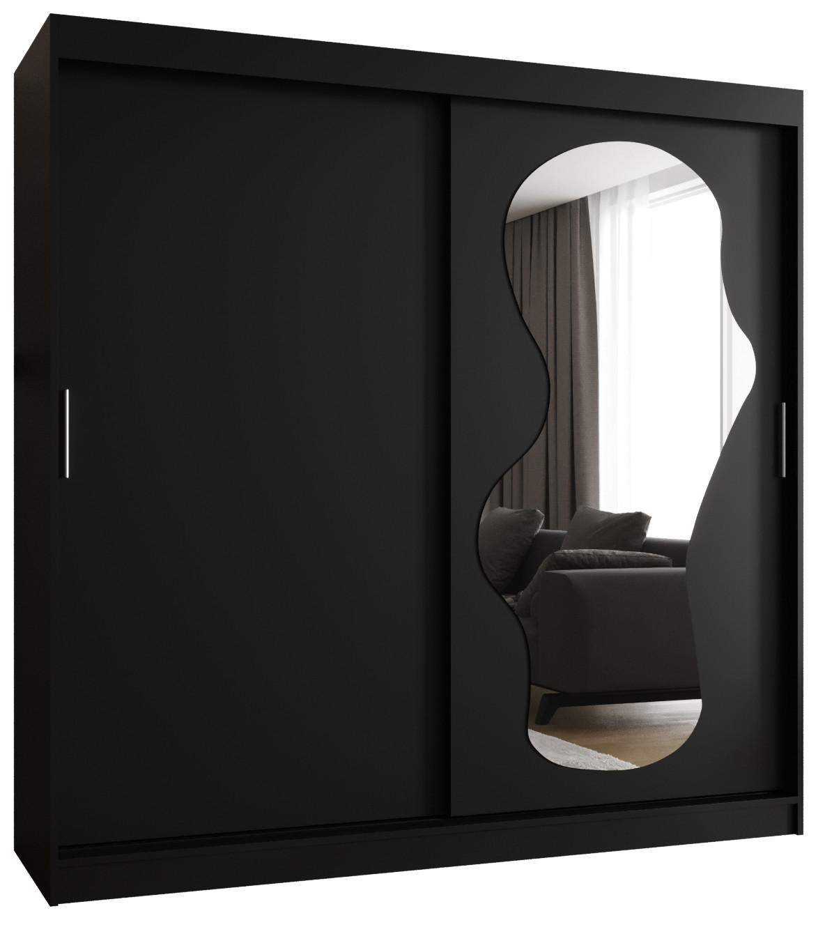 SCHWEBETÜRENSCHRANK 200/200/62 2-türig - Silberfarben/Schwarz, Holz (200/200/62cm) - MÖBEL KRYSPOL