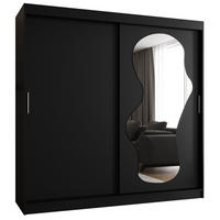 SCHWEBETÜRENSCHRANK 200/200/62 2-türig - Silberfarben/Schwarz, Holz (200/200/62cm) - MÖBEL KRYSPOL